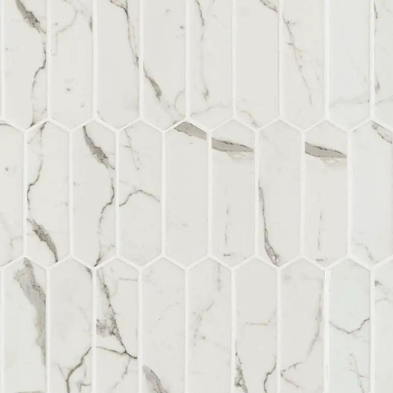 Statuario Celano Picket 6mm Glass Mosaics by MSI Surfaces