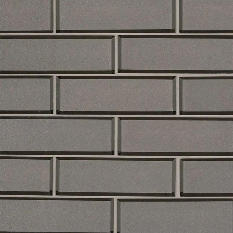 Champagne Bevel Subway Tile 2x6 Glossy Glass Mosaics close up