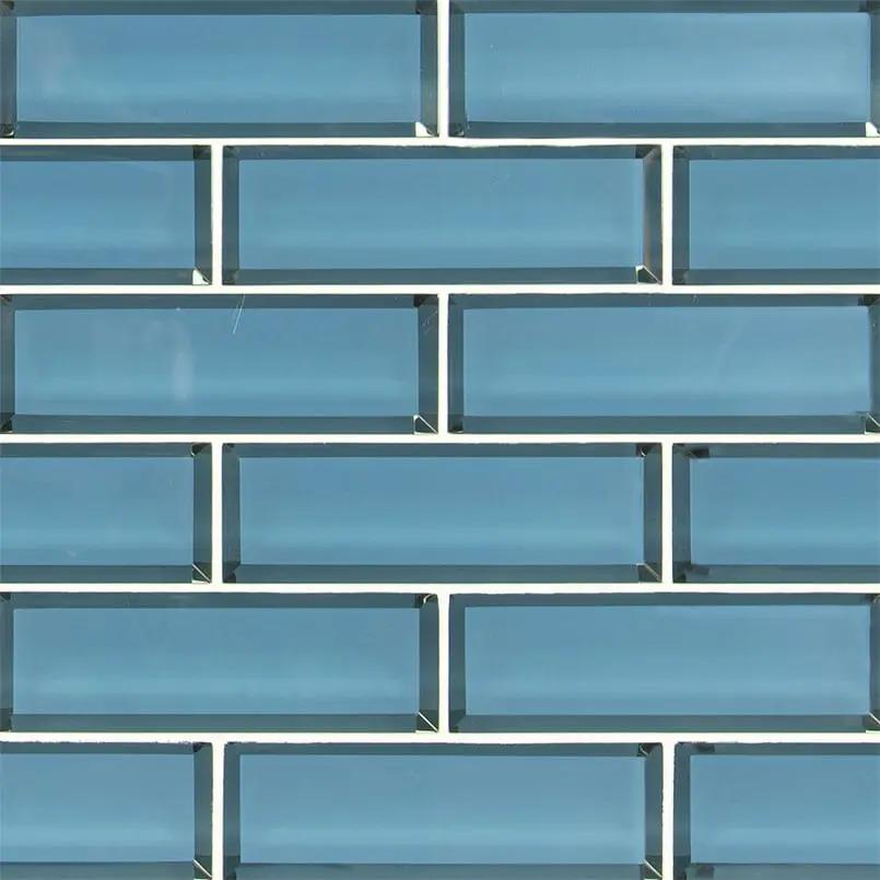 Haiku Sapphire Glass Subway Tile 2x6 Mosaics close up