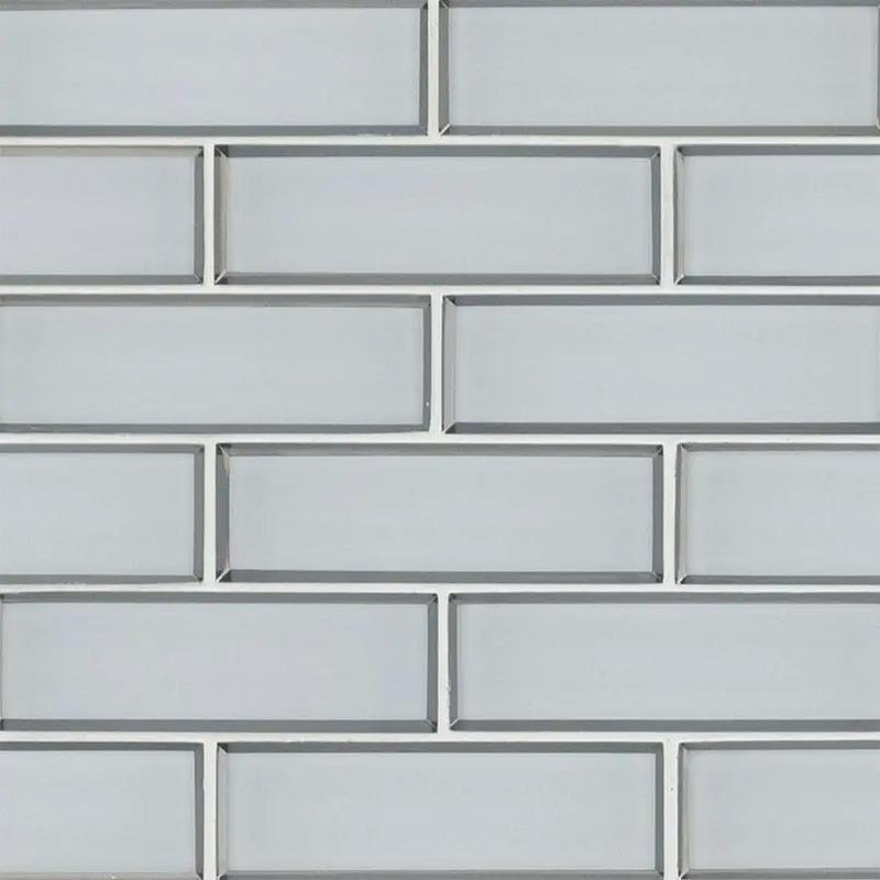 Ice Bevel Subway Tile 2x6 Glossy Glass Mosaics close up