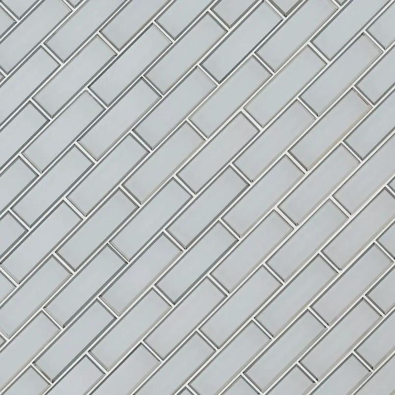 Ice Bevel Subway Tile 2x6 Glossy Glass Mosaics angled view