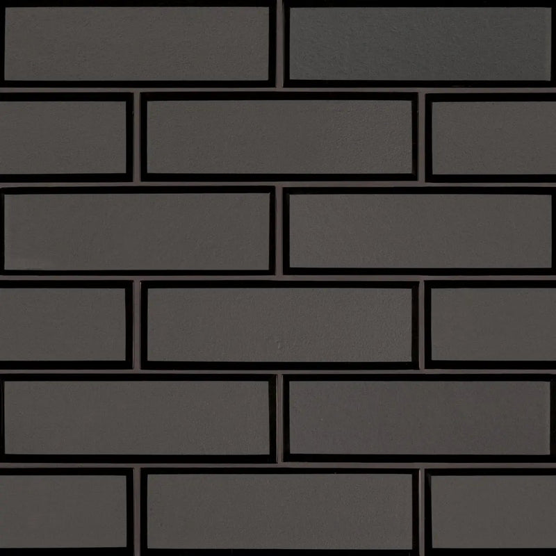 Metallic Gray Bevel Subway Tile Glossy Glass Mosaics 2x6 close up