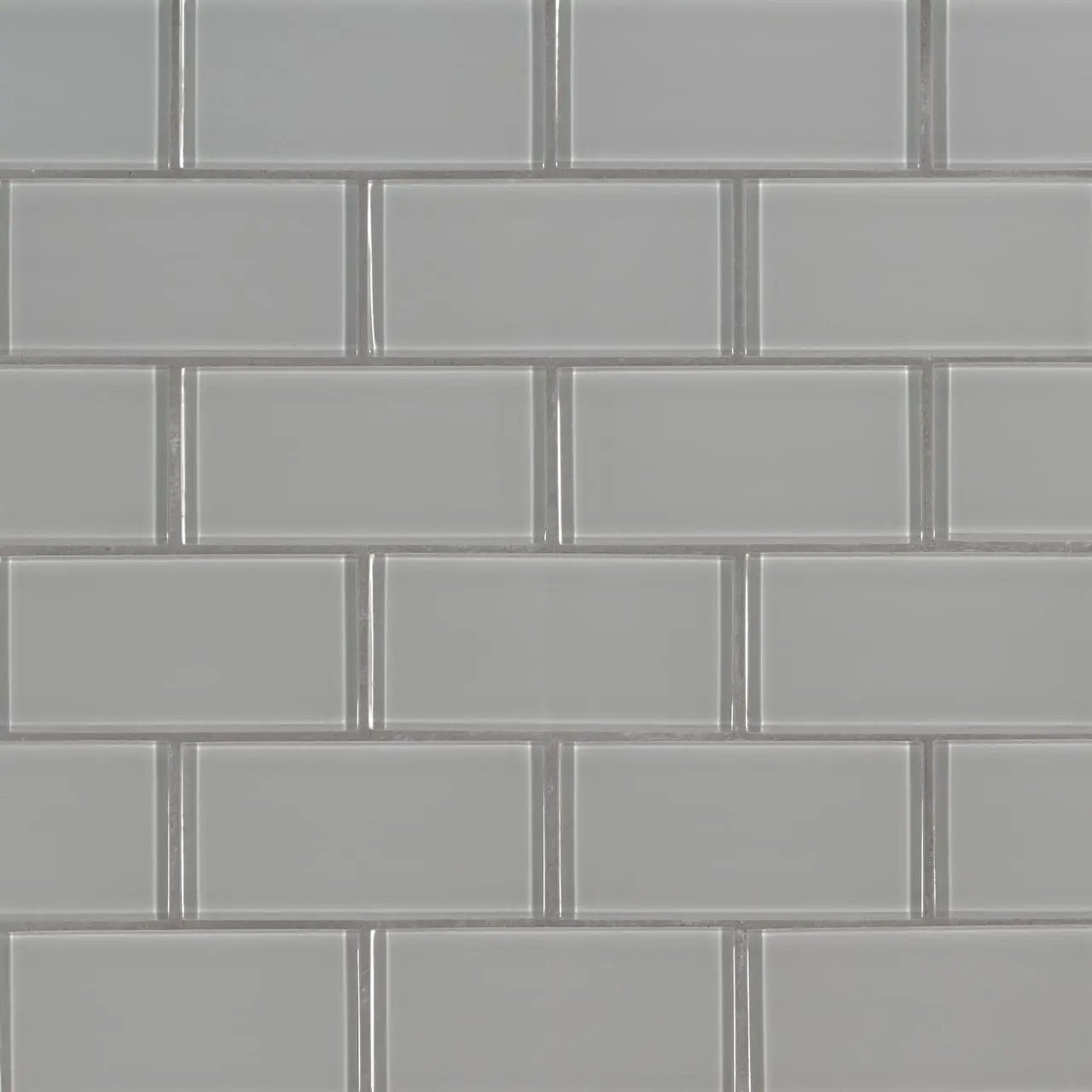 Oyster Gray Subway Tile 2x4 Glass Mosaics close up