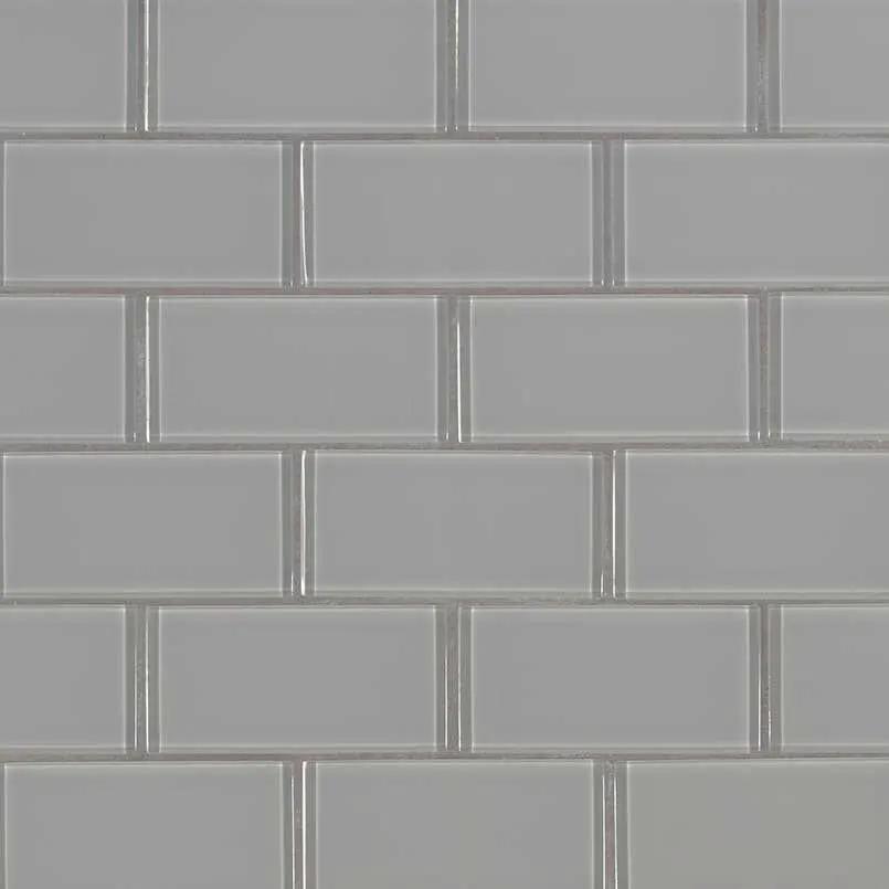 Oyster Gray Subway Tile 2x4 Glass Mosaics close up