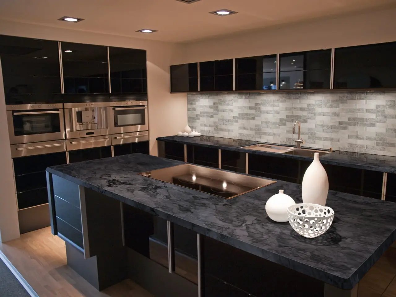 Savoy Subway Tile 2x6 Glass Mosaics in a finished room