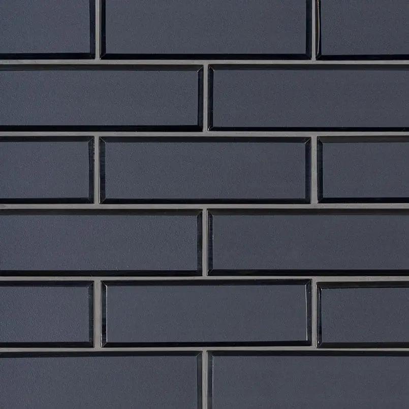 Vague Blue Subway Tile Glossy Pattern Glass Mosaics close up