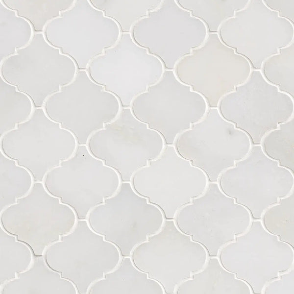 Greecian White Arabesque Tile Polished Pattern Marble Mosaics
