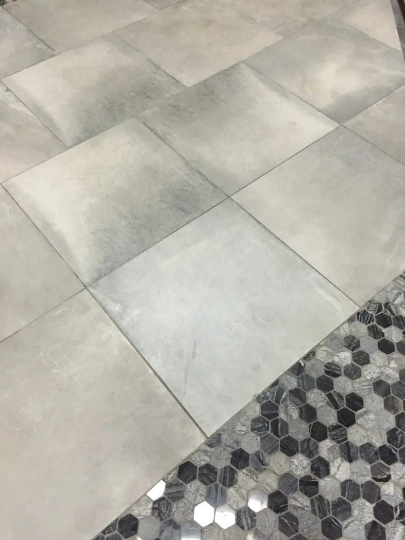 Henley Multi Finish Hexagon Mosaic Tile Marble in a finished room