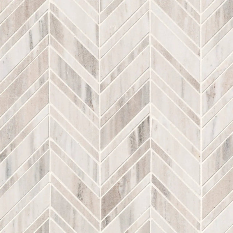 Palisandro Chevron Polished Pattern Marble Mosaics close up