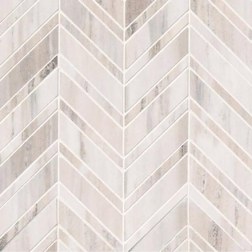 Palisandro Chevron Polished Pattern Marble Mosaics close up