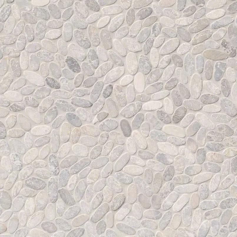 Sliced Pebble Ash Tumbled Pattern Marble Mosaics close up