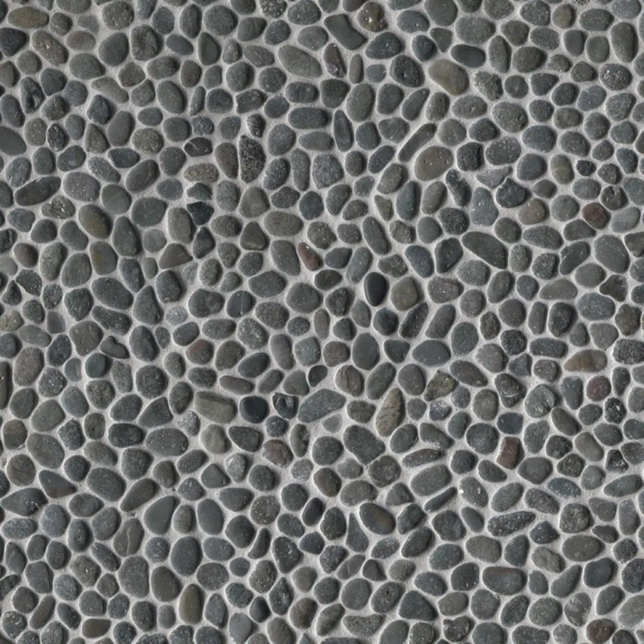 Noir Ash Mini Pebble Tumbled Marble Mosaics close up