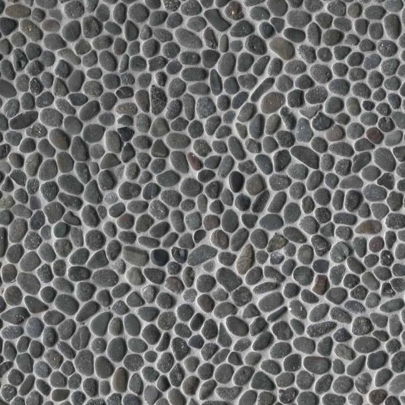 Noir Ash Mini Pebble Tumbled Marble Mosaics close up