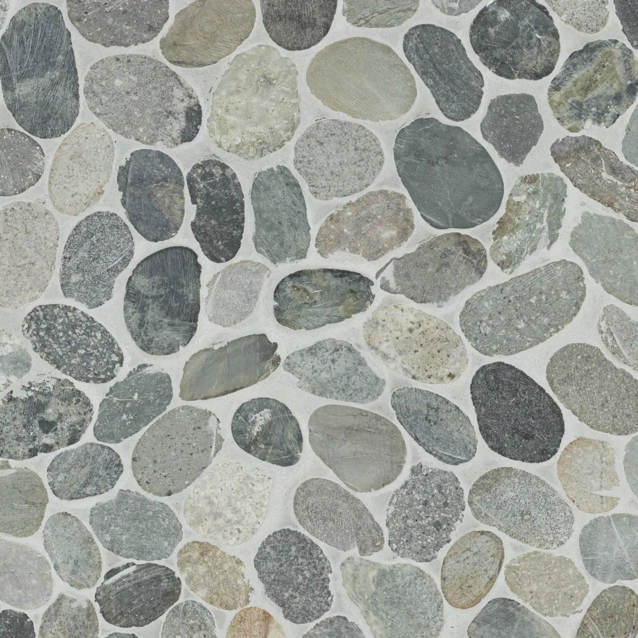 Sliced Rainforest Pebble Tumbled Pattern Marble Mosaics close up