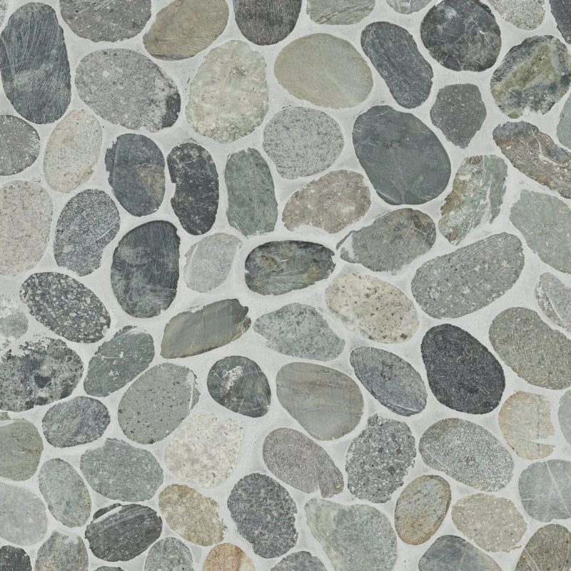 Sliced Rainforest Pebble Tumbled Pattern Marble Mosaics close up