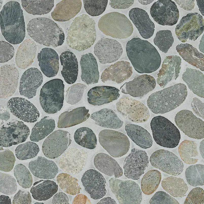 Sliced Rainforest Pebble Tumbled Pattern Marble Mosaics close up