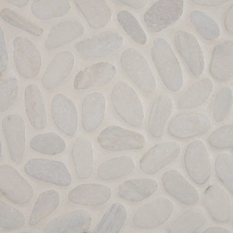 White Marble Pebbles Tumbled Pattern 10mm Mosaics close up
