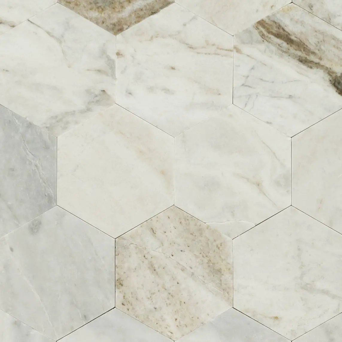 Arabescato Venato 4" Hex Peel And Stick Honed Marble Mosaics by MSI Surfaces
