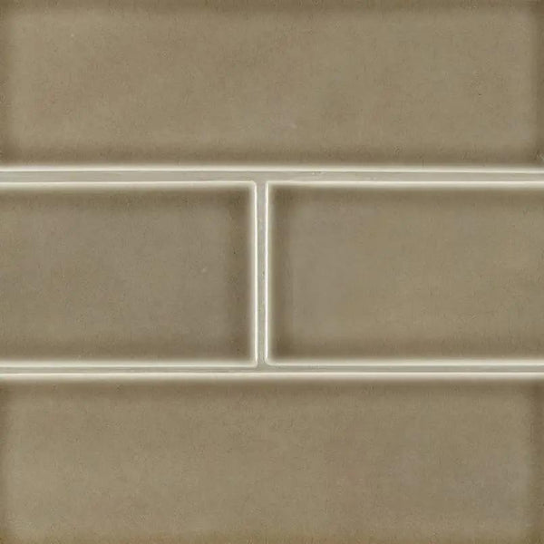Artisan Taupe Subway Tile 4x12 Glossy Ceramic Mosaics, photo 2 of 4