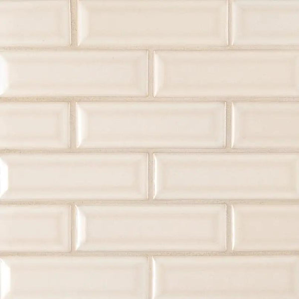 Antique White Beveled Tile Glossy Ceramic Mosaics 2x6, photo 2 of 5