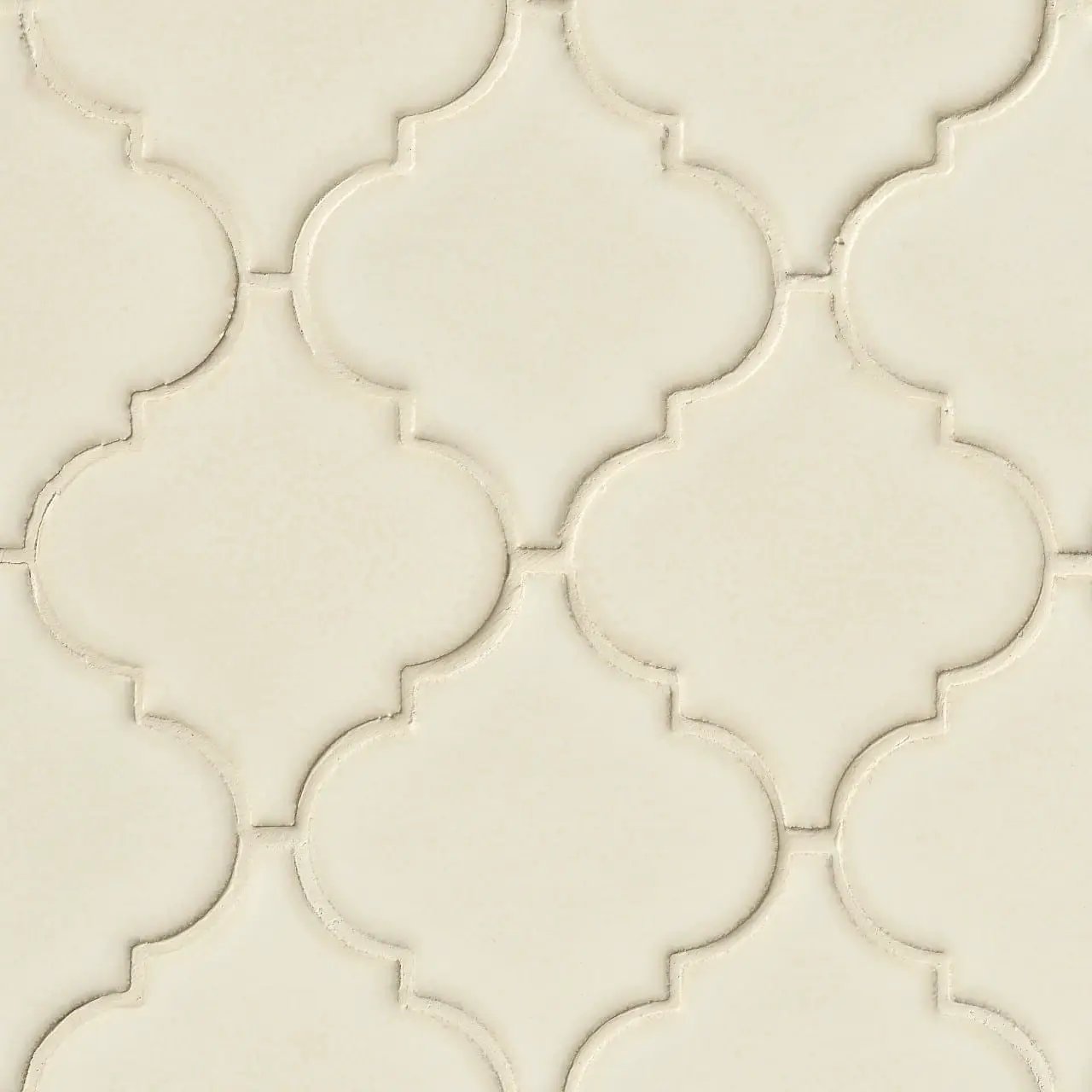 Antique White Arabesque Tile Glossy Pattern Ceramic Mosaics close up