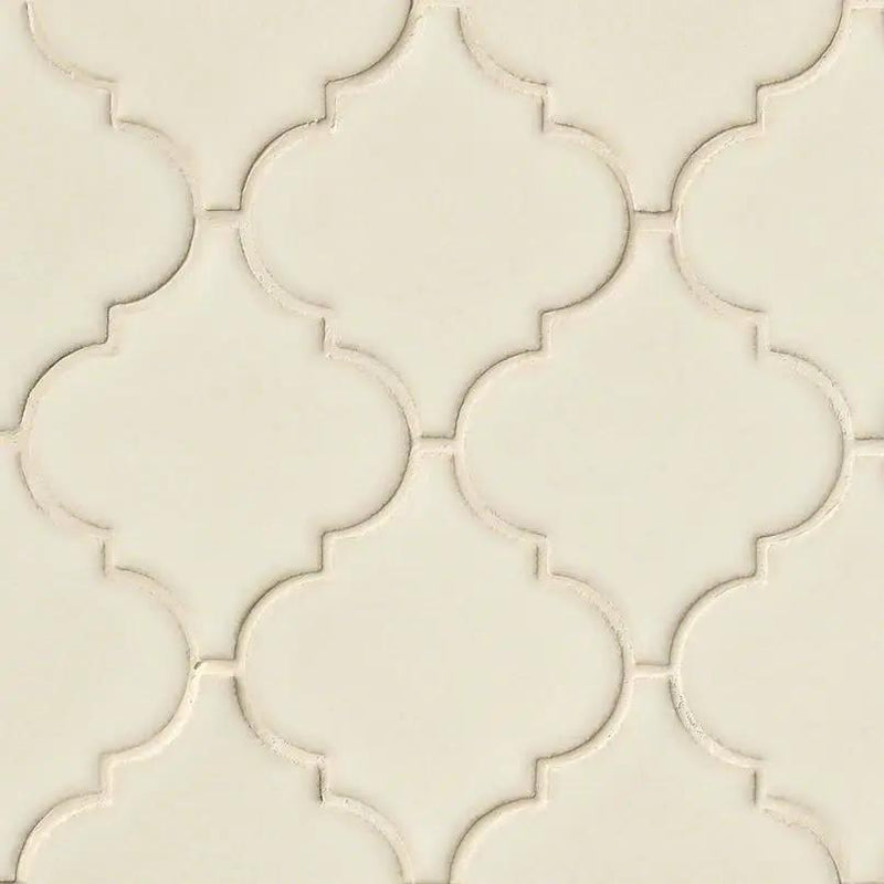 Antique White Arabesque Tile Glossy Pattern Ceramic Mosaics close up