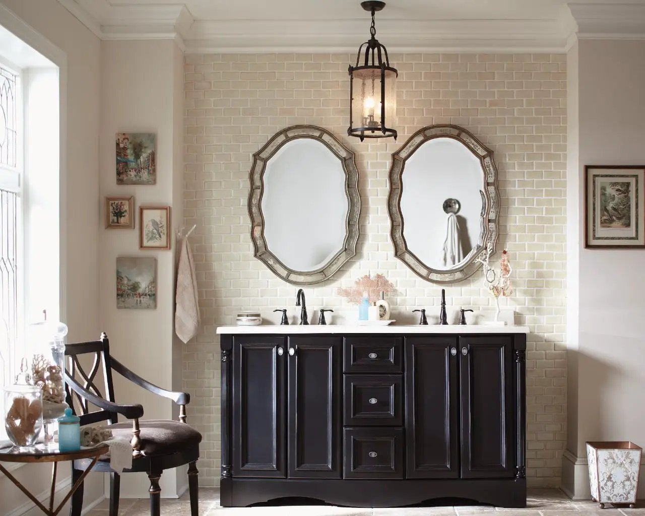 Antique White Subway Tile 3x6 Glossy Ceramic Mosaics in a finished room