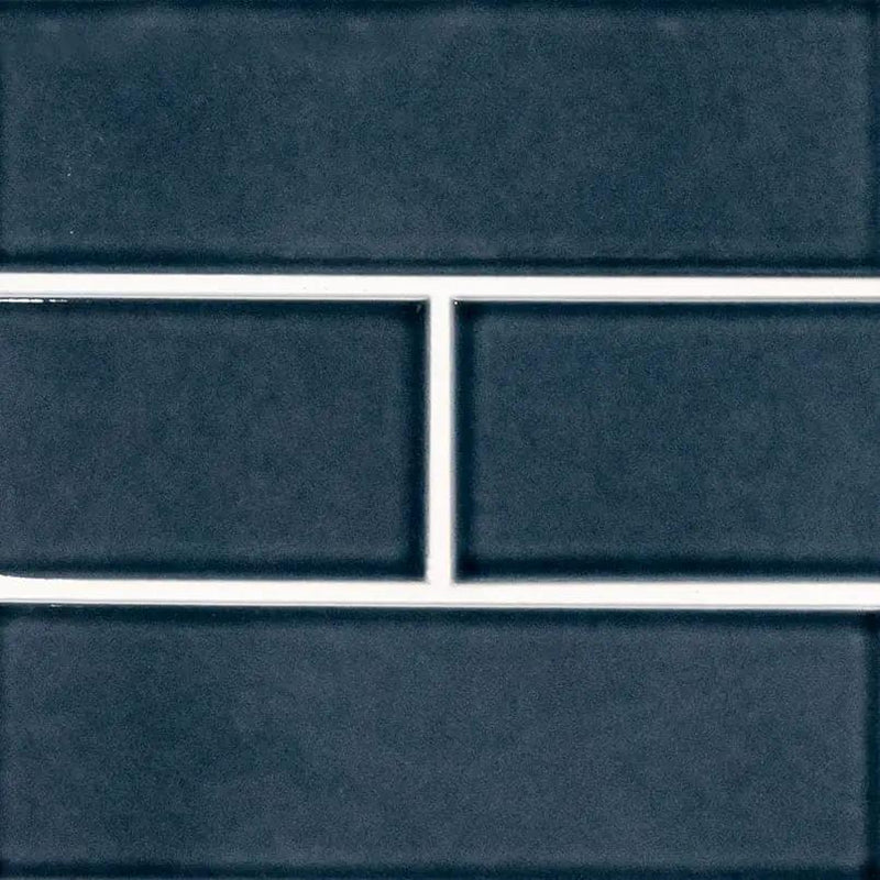 Bay Blue Glazed Tile 4x12 Glossy Ceramic Mosaics close up