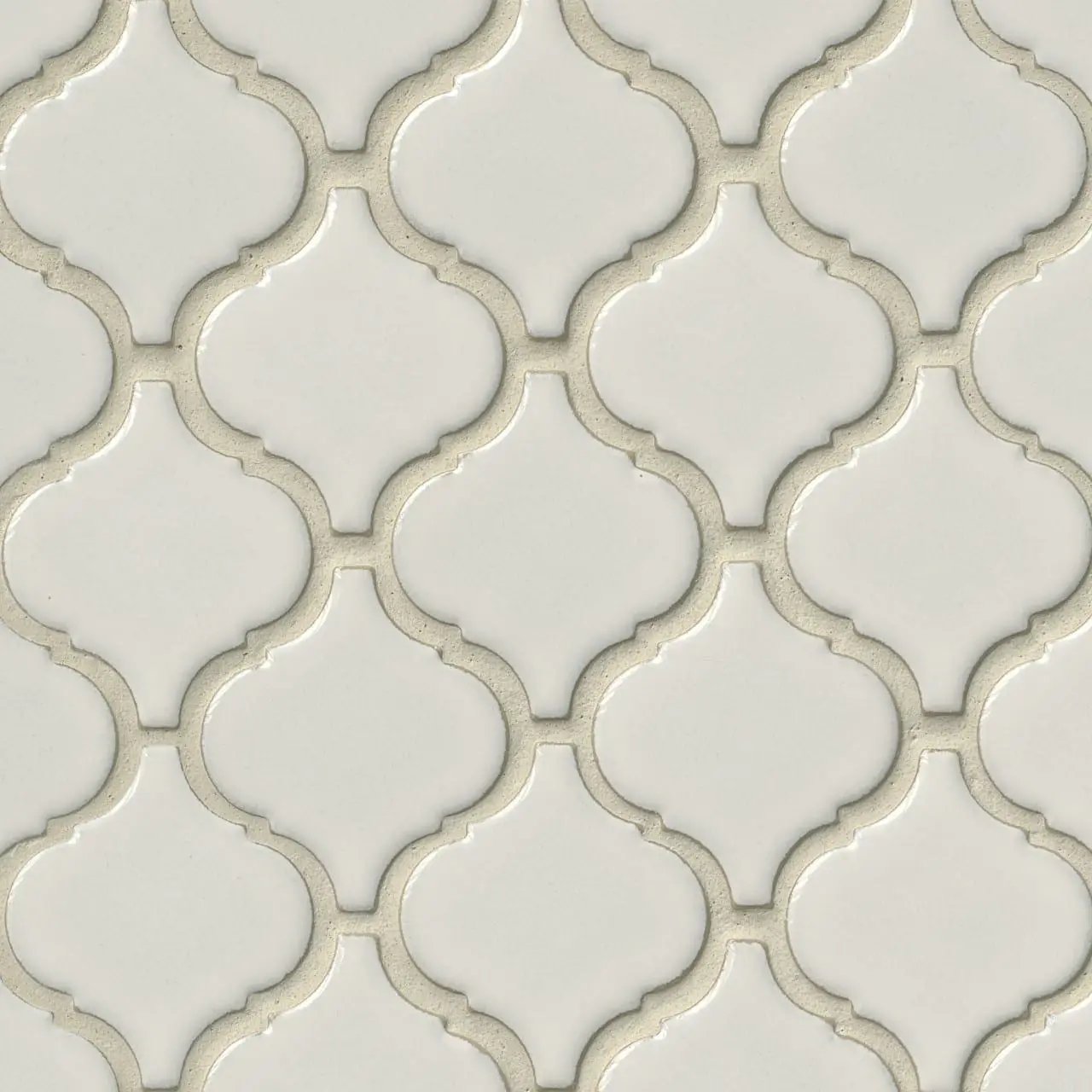 Bianco Arabesque Tile Glossy Pattern Porcelain Mosaics close up