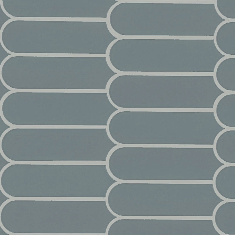 Cielo Azul Scallop Glossy Pattern Porcelain Mosaics close up