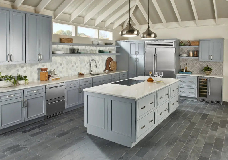 Dove Gray Arabesque Tile Glossy Pattern Ceramic Mosaics in a finished room