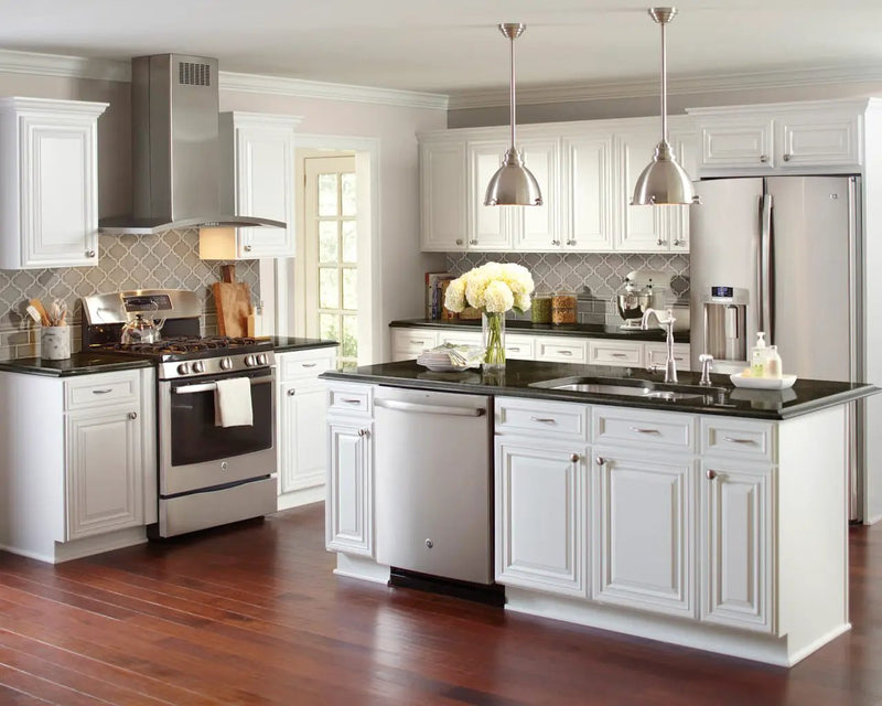 Dove Gray Arabesque Tile Glossy Pattern Ceramic Mosaics in a finished room
