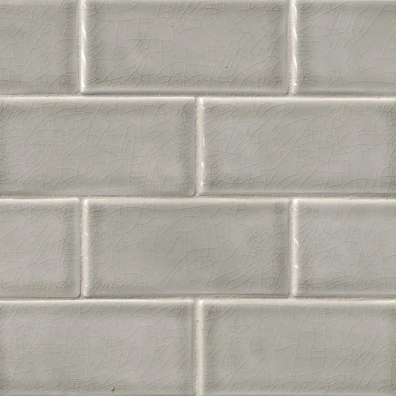 Dove Gray Subway Tile 3x6 Glossy Ceramic Mosaics close up