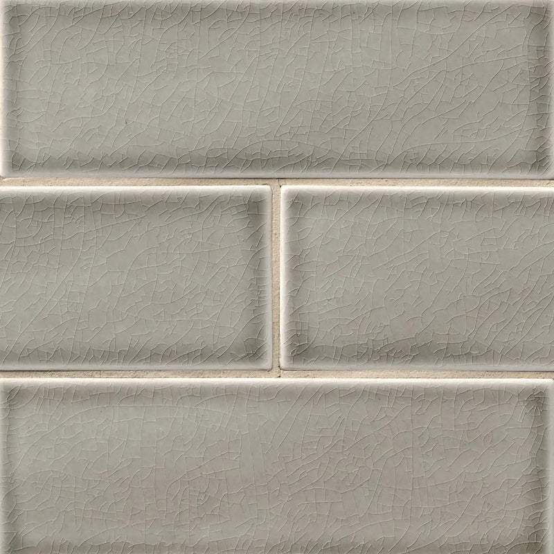 Dove Gray Subway Tile 4x12 Glossy Ceramic Mosaics close up
