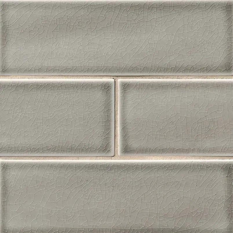 Dove Gray Subway Tile 4x12 Glossy Ceramic Mosaics close up