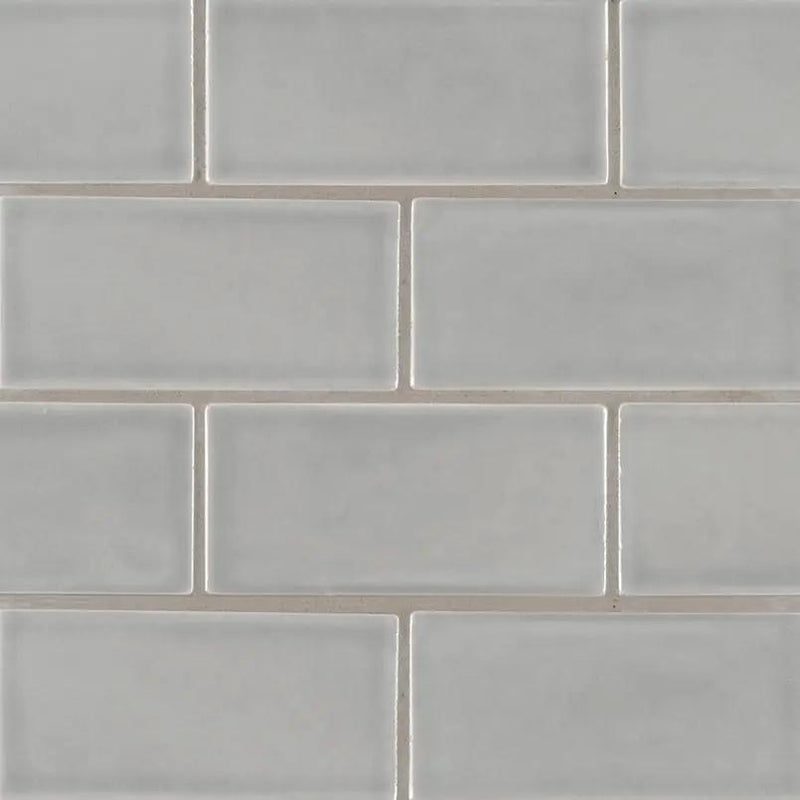 Morning Fog Subway Tile 3x6 Glossy Ceramic Mosaics close up