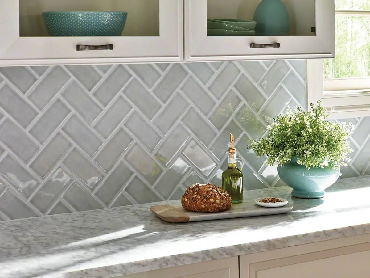Morning Fog Subway Tile 3x6 Glossy Ceramic Mosaics in a finished room