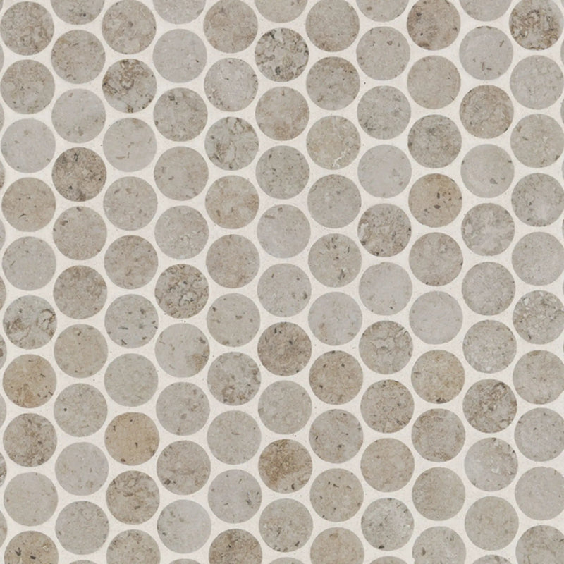 Myrtle Sands Round Matte Porcelain Mosaics close up