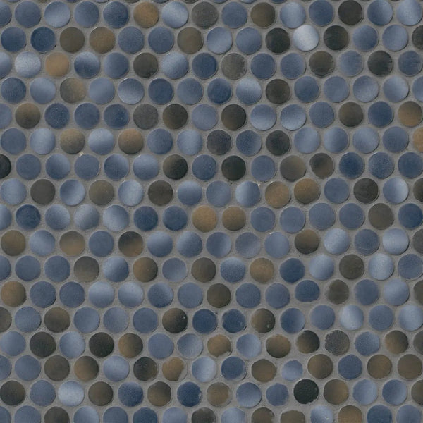 Penny Round Azul Glossy Porcelain Mosaics