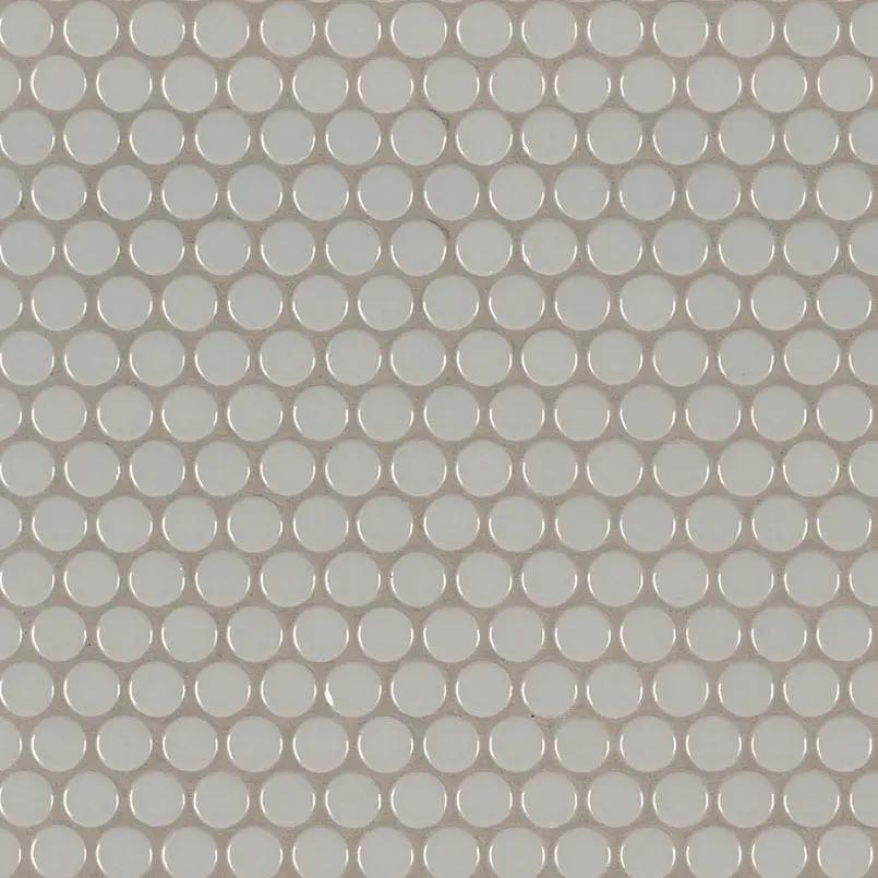 Gray Glossy Penny Round Mosaic Porcelain close up