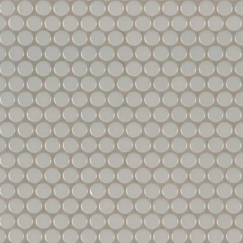 Gray Glossy Penny Round Mosaic Porcelain close up