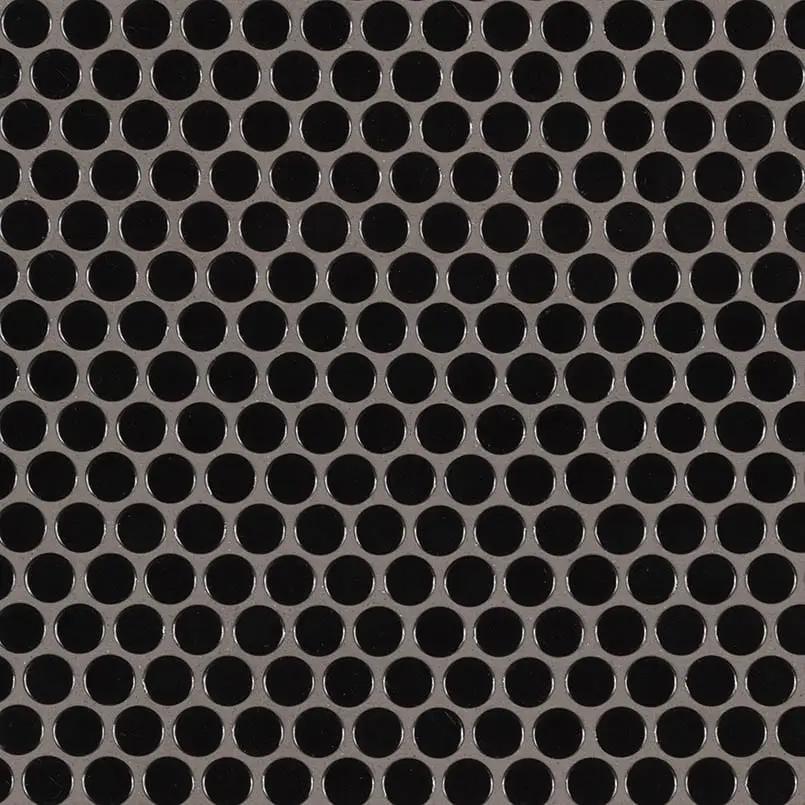 Black Glossy Penny Round Mosaic Porcelain close up