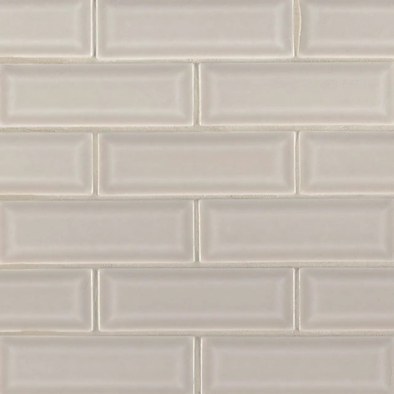 Portico Pearl Beveled Tile Glossy Ceramic Mosaics 2x6 close up