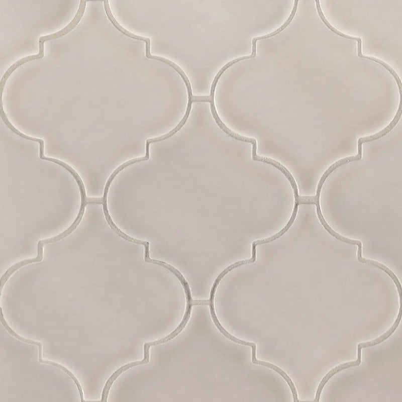 Portico Pearl Arabesque Tile Glossy Pattern Ceramic Mosaics close up