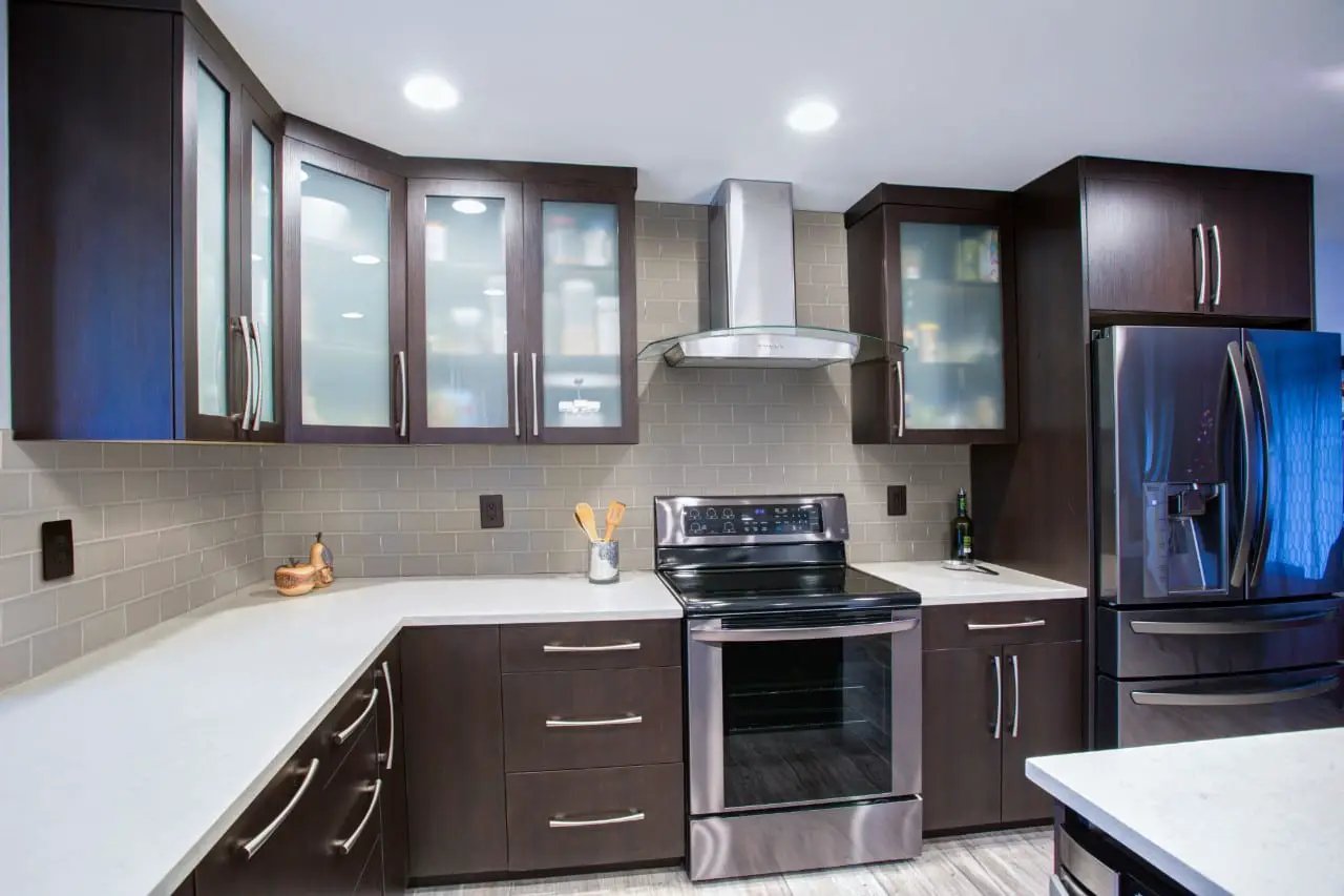 Portico Pearl Subway Tile 3x6 Glossy Ceramic Mosaics in a finished room