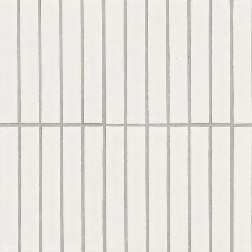 White Matte 1x6 Stack Pattern Porcelain Mosaics close up