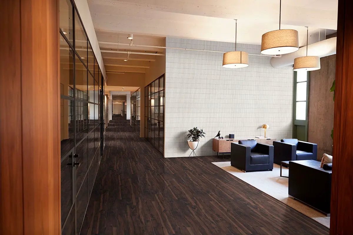 White Matte 1x6 Stack Pattern Porcelain Mosaics in a finished room