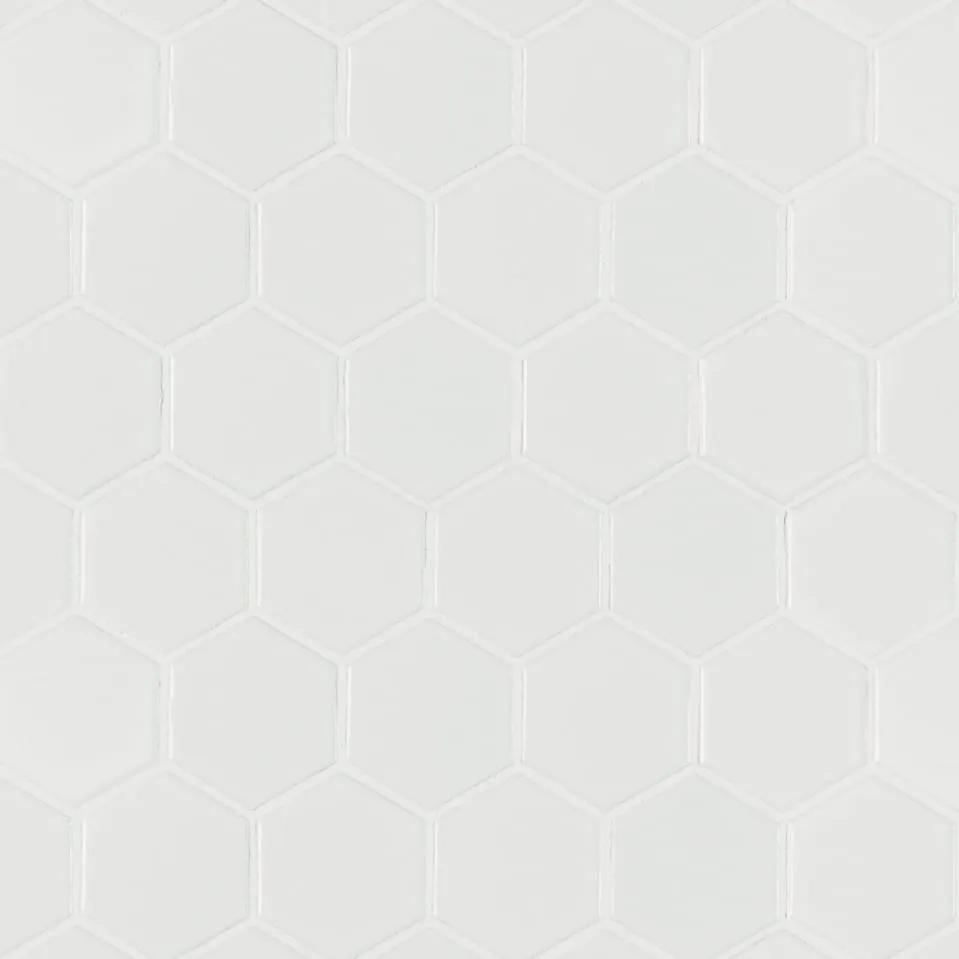 White Matte 2” Hexagon Mosaic Tile Porcelain 2x2 close up