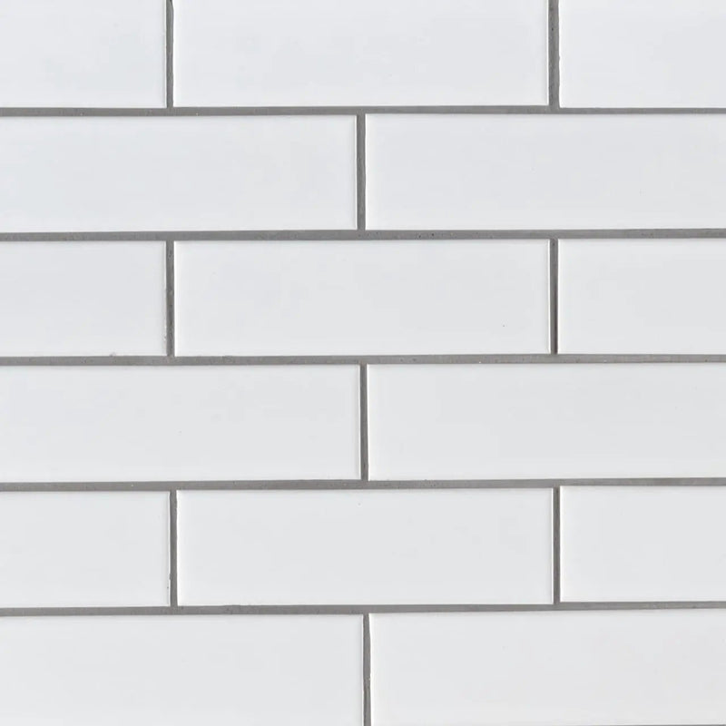 Retro Brick Bianco White Tile Matte Pattern Porcelain Mosaics close up
