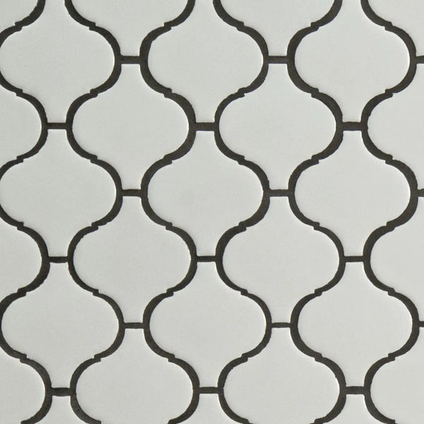 White Glossy Arabesque Tile Pattern Porcelain Mosaics